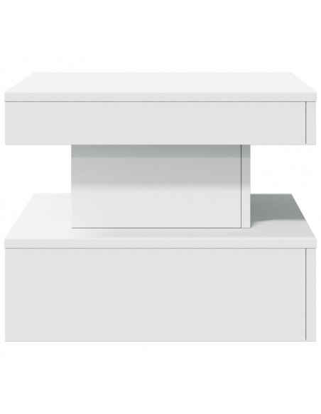 Tavolino da Salotto con Luci LED Bianco 50x50x40 cm