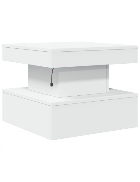 Tavolino da Salotto con Luci LED Bianco 50x50x40 cm