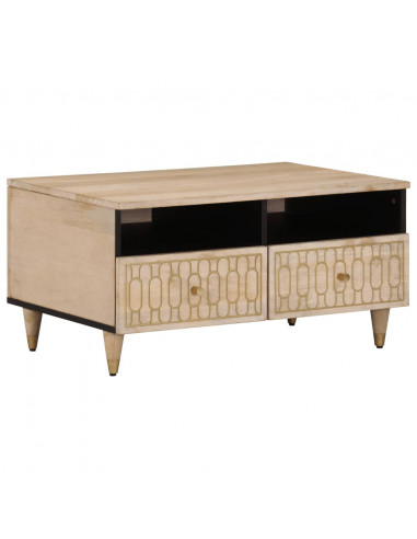 Tavolino da Salotto 80x54x40 cm in Legno Massello di Mango