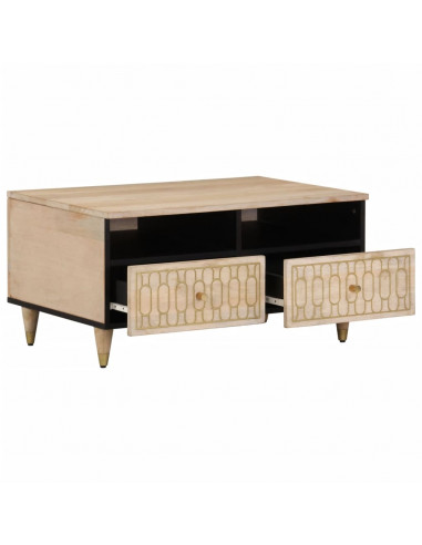 Tavolino da Salotto 80x54x40 cm in Legno Massello di Mango