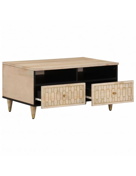 Tavolino da Salotto 80x54x40 cm in Legno Massello di Mango