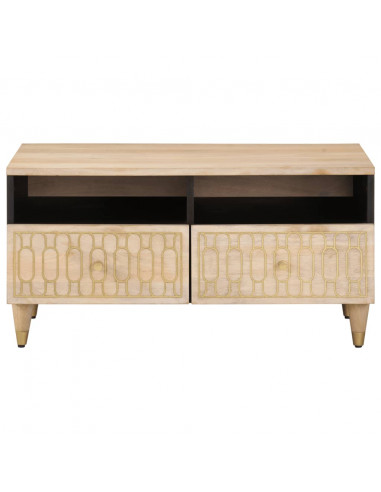 Tavolino da Salotto 80x54x40 cm in Legno Massello di Mango