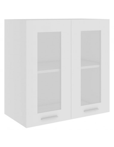 Mobile Pensile con Vetro Bianco 60x31x60 cm Legno Multistrato