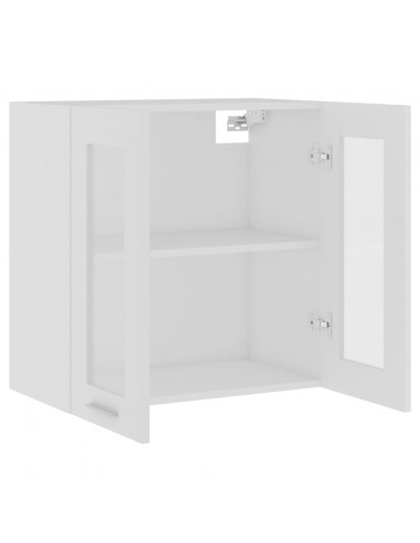 Mobile Pensile con Vetro Bianco 60x31x60 cm Legno Multistrato