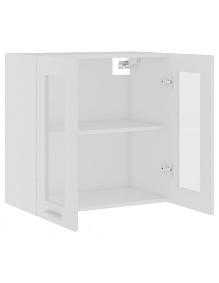 Mobile Pensile con Vetro Bianco 60x31x60 cm Legno Multistrato