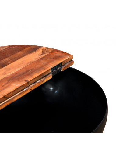 Tavolini da Caffè 2 pz Massello Riciclato Nero Forma di Coppa