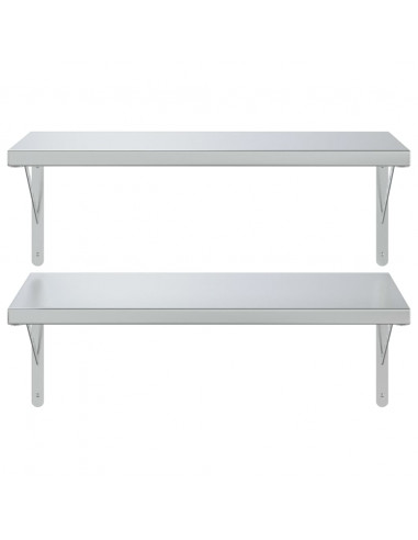 Mensole a Muro 2 pz 75x40 cm Argento in Acciaio Inossidabile