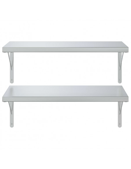 Mensole a Muro 2 pz 75x40 cm Argento in Acciaio Inossidabile