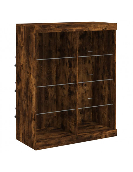 Credenze con Luci LED 3 pz Rovere Fumo in Legno Multistrato