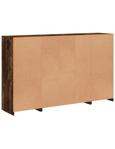 Credenze con Luci LED 3 pz Rovere Fumo in Legno Multistrato