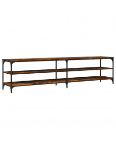 Mobile TV Rovere Fumo 200x30x50 cm Legno Multistrato e Metallo 2