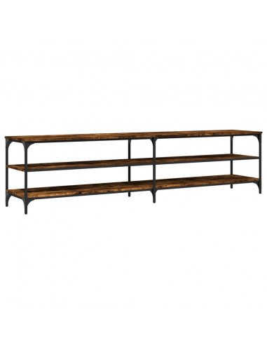 Mobile TV Rovere Fumo 200x30x50 cm Legno Multistrato e Metallo
