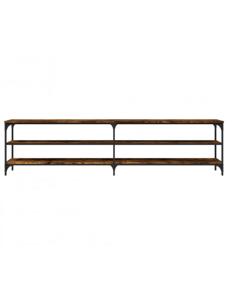 Mobile TV Rovere Fumo 200x30x50 cm Legno Multistrato e Metallo