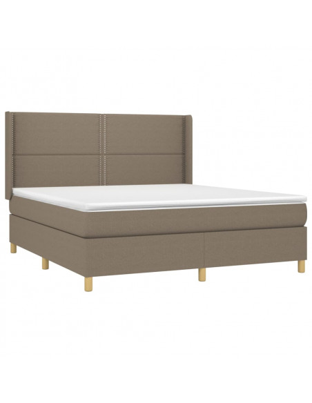 Letto a Molle con Materasso e LED Tortora 180x200 cm in Tessuto