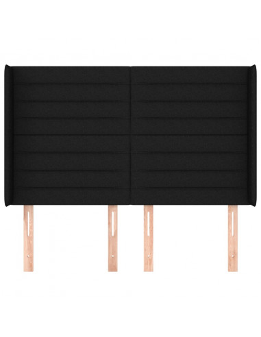 Testiera ad Orecchio Nera 147x16x118/128 cm in Tessuto