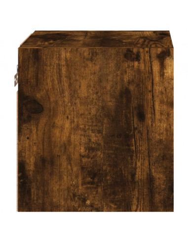 Mobile TV a Parete con Luci LED Rovere Fumo 30x28,5x30 cm