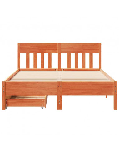 Letto senza Materasso Marrone Cera 135x190 cm in Legno di Pino