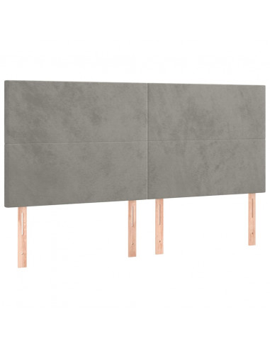 Giroletto a Molle con Materasso Grigio Chiaro 160x200cm Velluto