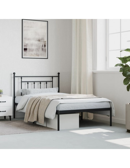 Giroletto con Testiera in Metallo Nero 107x203 cm