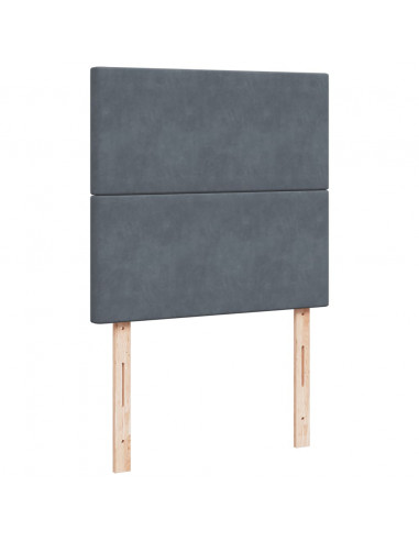 Giroletto a Molle con Materasso Grigio Scuro 90x200 cm Velluto