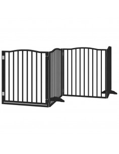 Cancello per Cani Porta Pieghevole Nero 4 Pannelli 320cm Pioppo 2