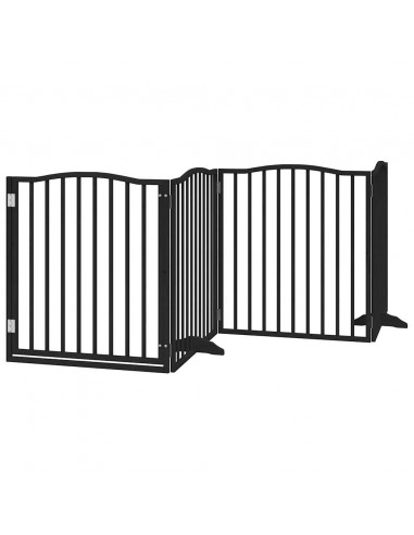 Cancello per Cani Porta Pieghevole Nero 4 Pannelli 320cm Pioppo