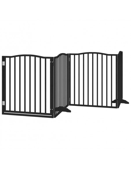 Cancello per Cani Porta Pieghevole Nero 4 Pannelli 320cm Pioppo