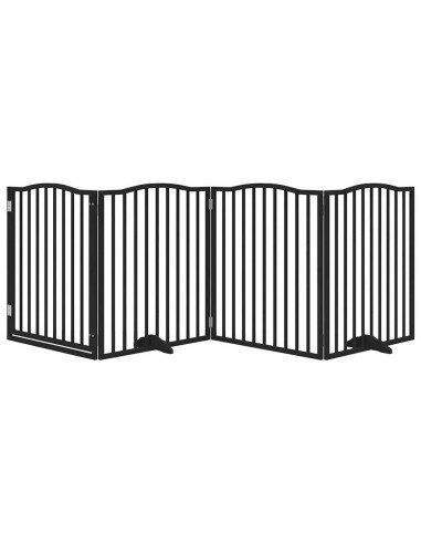 Cancello per Cani Porta Pieghevole Nero 4 Pannelli 320cm Pioppo