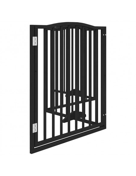 Cancello per Cani Porta Pieghevole Nero 4 Pannelli 320cm Pioppo