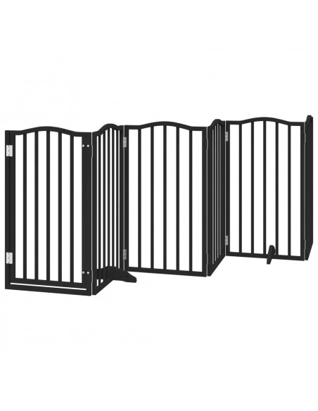 Cancello per Cani Porta Pieghevole Nero 6 Pannelli 300cm Pioppo