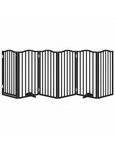 Cancello per Cani Porta Pieghevole Nero 6 Pannelli 300cm Pioppo