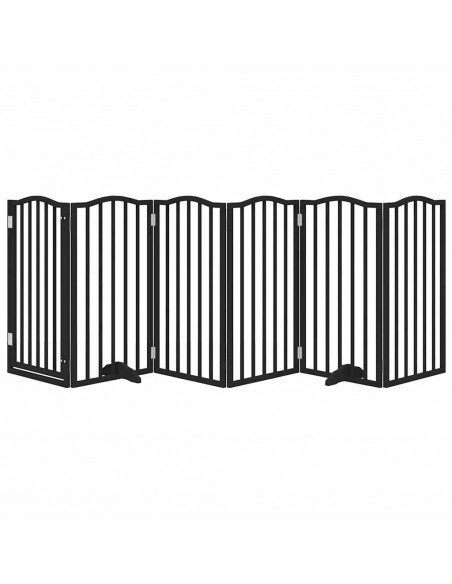 Cancello per Cani Porta Pieghevole Nero 6 Pannelli 300cm Pioppo