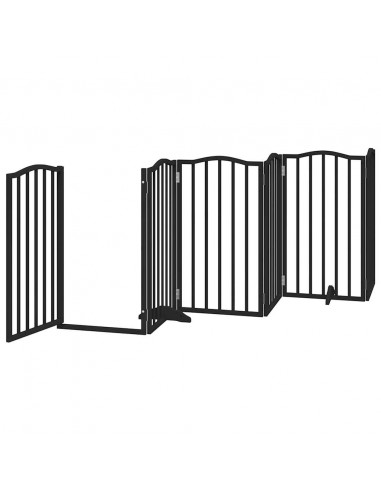 Cancello per Cani Porta Pieghevole Nero 6 Pannelli 300cm Pioppo