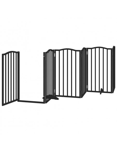Cancello per Cani Porta Pieghevole Nero 6 Pannelli 300cm Pioppo