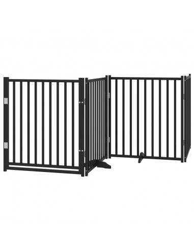Cancello per Cani Porta Pieghevole Nero 6 Pannelli 480cm Pioppo
