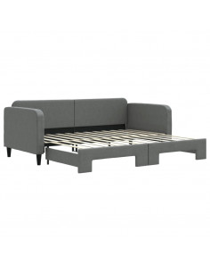 Divano Letto con Letto Estraibile Grigio Scuro 90x200cm Tessuto 2