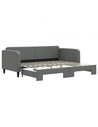 Divano Letto con Letto Estraibile Grigio Scuro 90x200cm Tessuto