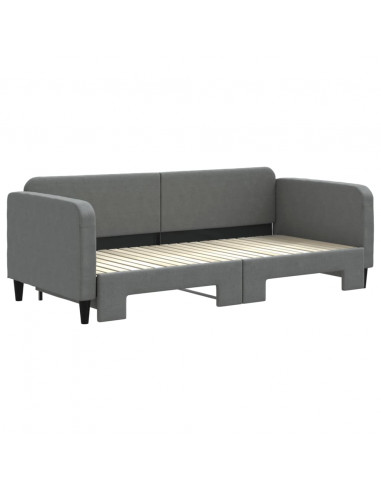 Divano Letto con Letto Estraibile Grigio Scuro 90x200cm Tessuto