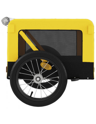 Rimorchio da Bici per Animali Giallo e Nero Oxford e Ferro