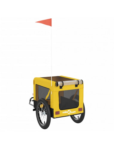 Rimorchio da Bici per Animali Giallo e Nero Oxford e Ferro