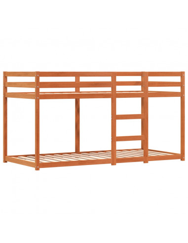 Letto a Castello con Tende Rosa 80x200 cm Legno Massello Pino