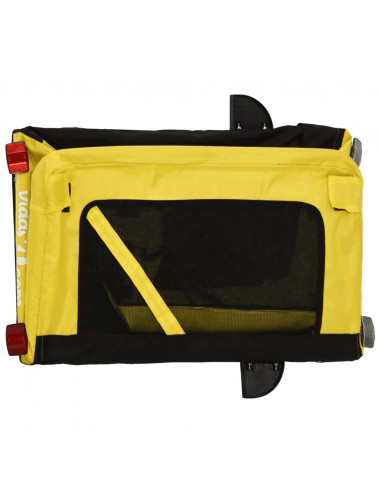 Rimorchio da Bici per Animali Giallo e Nero Oxford e Ferro