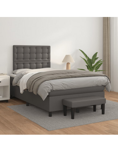 Giroletto a Molle con Materasso Grigio 120x190 cm in Similpelle