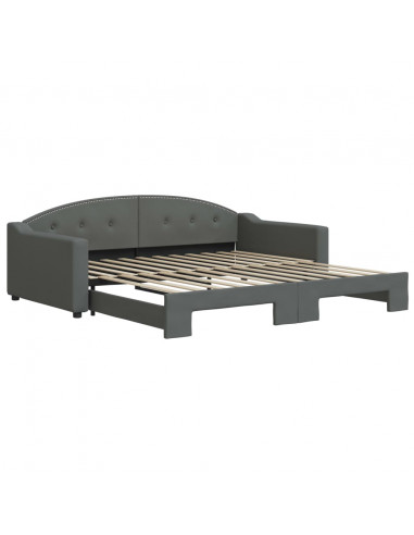 Divano Letto con Letto Estraibile Grigio Scuro 100x200 Tessuto