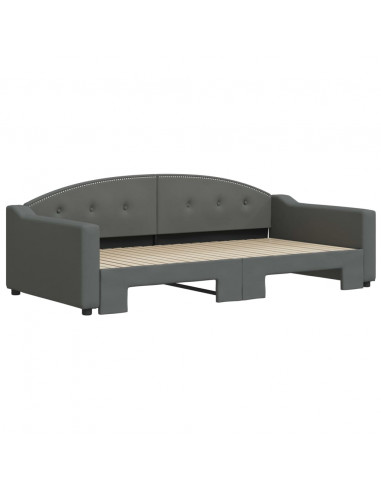 Divano Letto con Letto Estraibile Grigio Scuro 100x200 Tessuto