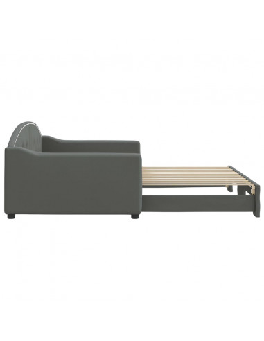 Divano Letto con Letto Estraibile Grigio Scuro 100x200 Tessuto