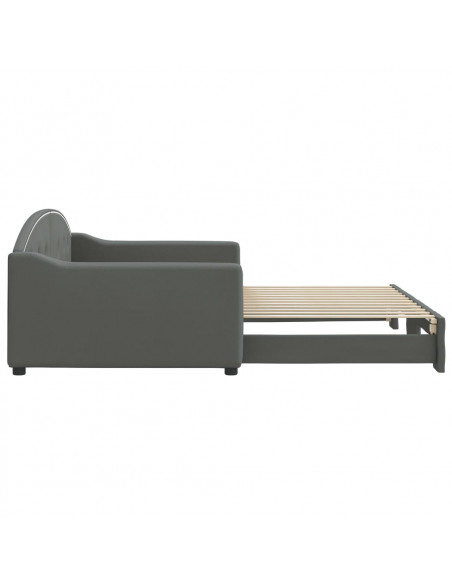 Divano Letto con Letto Estraibile Grigio Scuro 100x200 Tessuto