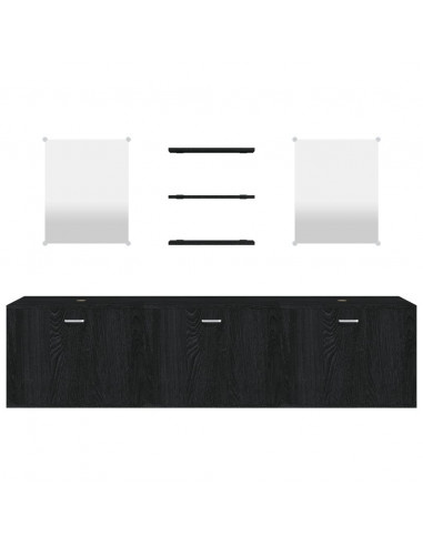 Set Mobili da Bagno 6 pz Nero in Legno Multistrato