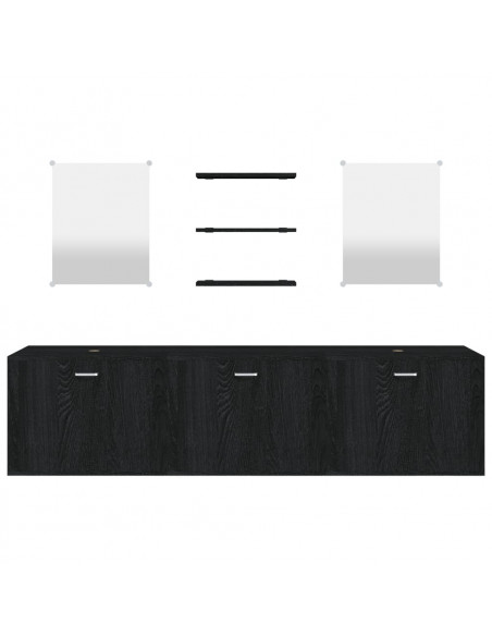 Set Mobili da Bagno 6 pz Nero in Legno Multistrato