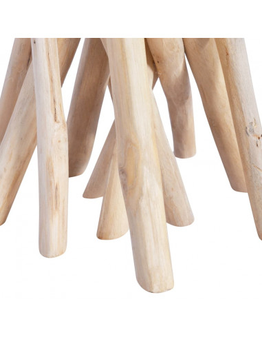 Tavolino da Caffè Ripiano in Vetro 35x35x50 cm in Legno di Teak